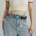 thumbnail image 3 of BAETEUY Boho Style Rose Flower Carved Belt - Faux Turquoise Decor Vintage Western Waistband, 3 of 7