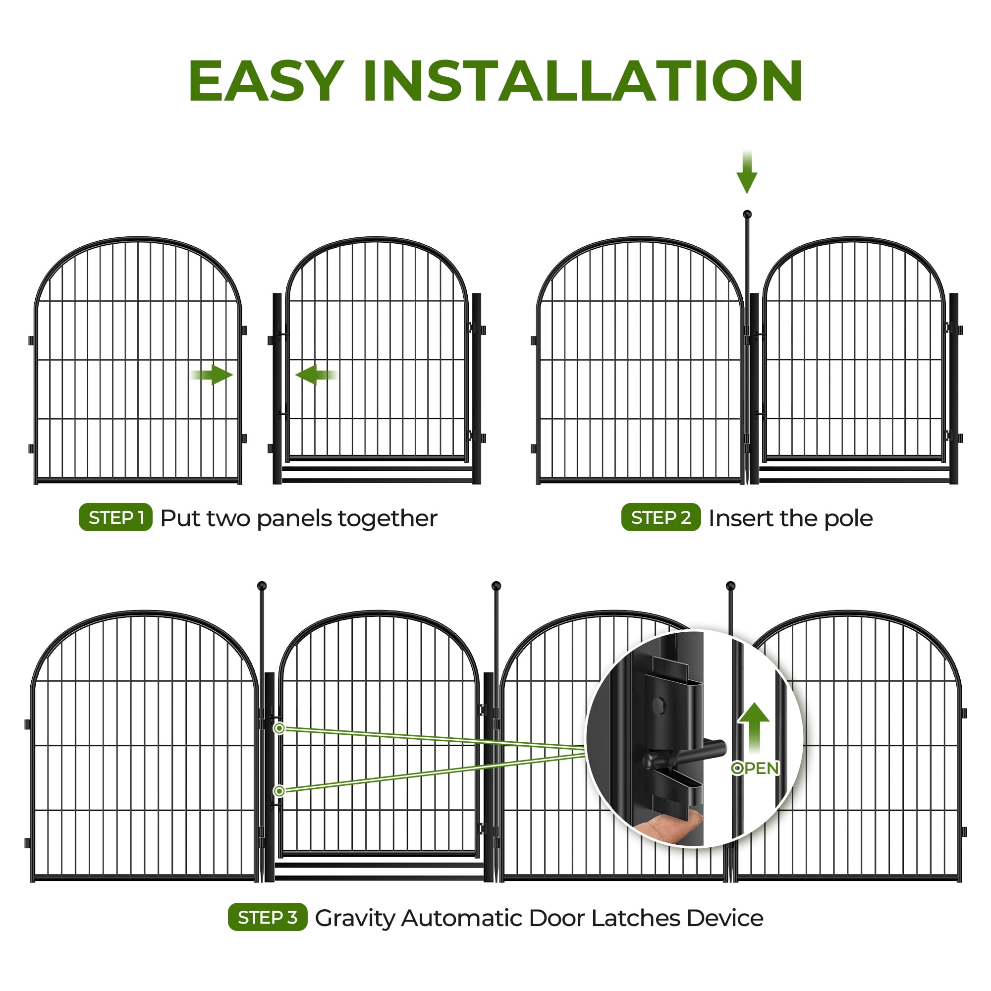 Suchown 32" Decorative Garden Fence, 16-Panel Arched Metal Landscape Edging, Rust-Proof Flower Bed Border & Small Animal Barrier, No Tools Required
