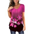thumbnail image 1 of Moda Mujer Causal Rounk Cuello Impresión Blusa Manga Corta Camiseta Verano Tops Fridja bn5431, 1 of 7