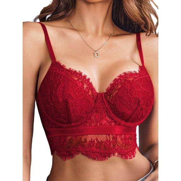 Avidlove Sexy Lace Bralette Bra for Women Lingerie V Neck Strap Bustier Tank Tops Lace Cami Crop Tops