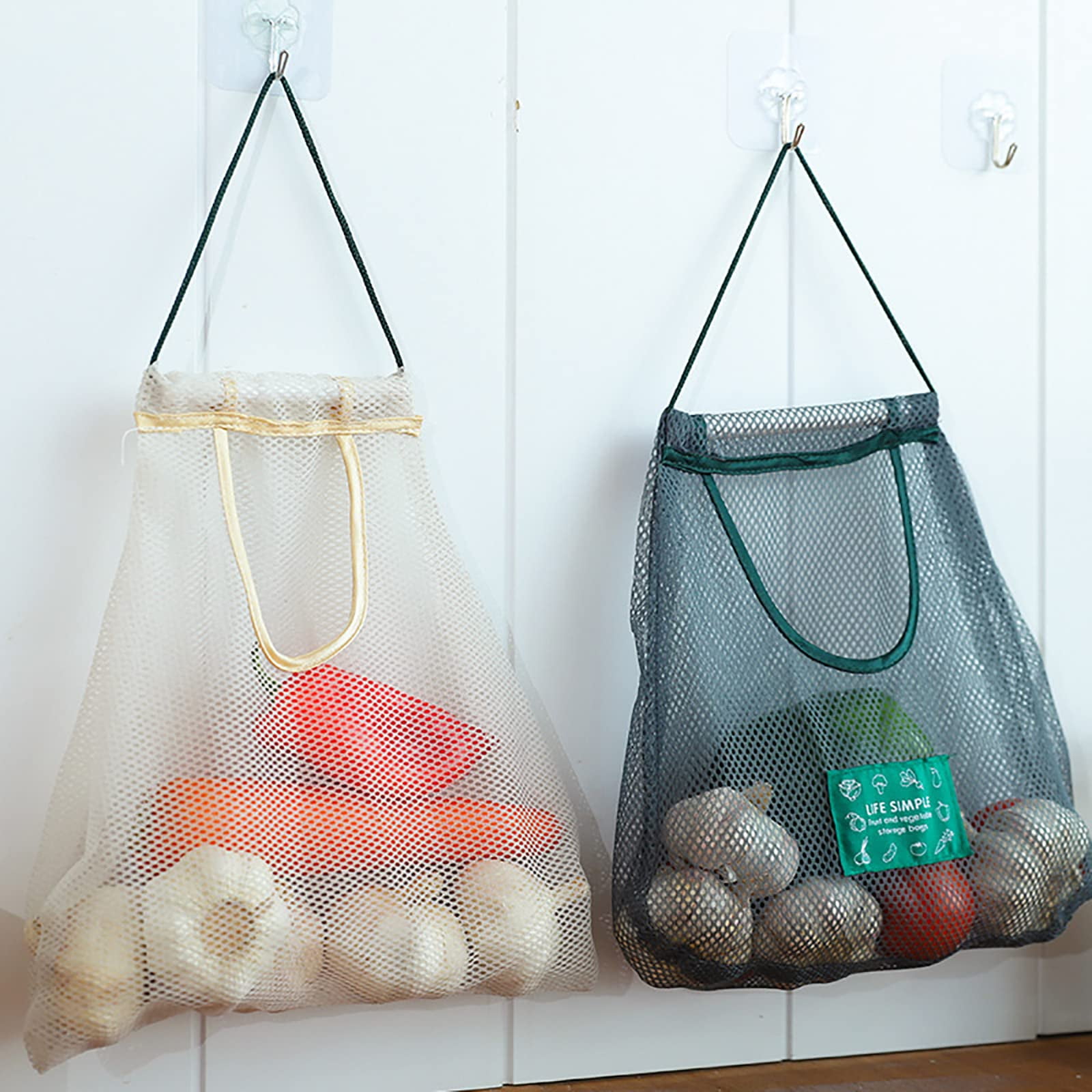 Breathable Wall Handle Onion Garlic Hanging Storage Bags Net Vegetable Kitchen 