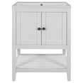 thumbnail image 6 of 24 Inch Bathroom Vanity Modern Bathroom Storage Cabinet with 2 Doors Solid Wood Frame Freestanding Bathroom Cabinet with Open Shelves for Bathroom and Home Decor, White, 6 of 8