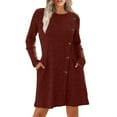 thumbnail image 2 of Women's Fall Winter Fashionable Long Sleeve Sweater Dress with Waist Tie and Pockets, Casual Knit Dress for Women, Belted Style for Comfort and Practicality,Red,XL, 2 of 9