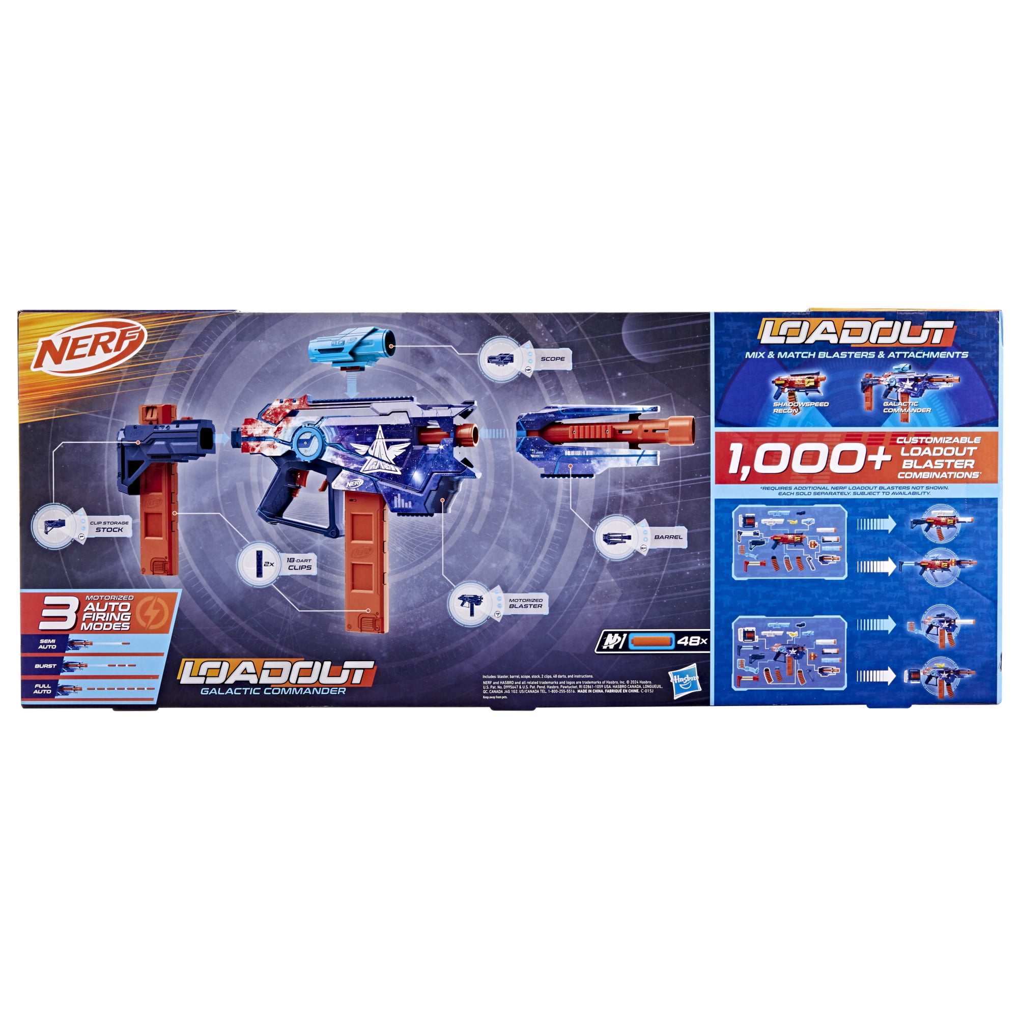 Nerf Loadout Galactic Commander Motorized Foam Dart Blaster, 3 Attachments, and 48 N1 Darts, Ages 8+