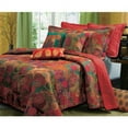 thumbnail image 3 of Finely Stitched Tropical Red Floral Reversible Cotton 5 Piece King Size Bedding Quilt Set with Pillows - Includes Bed Sheet Grippers Straps, 3 of 3
