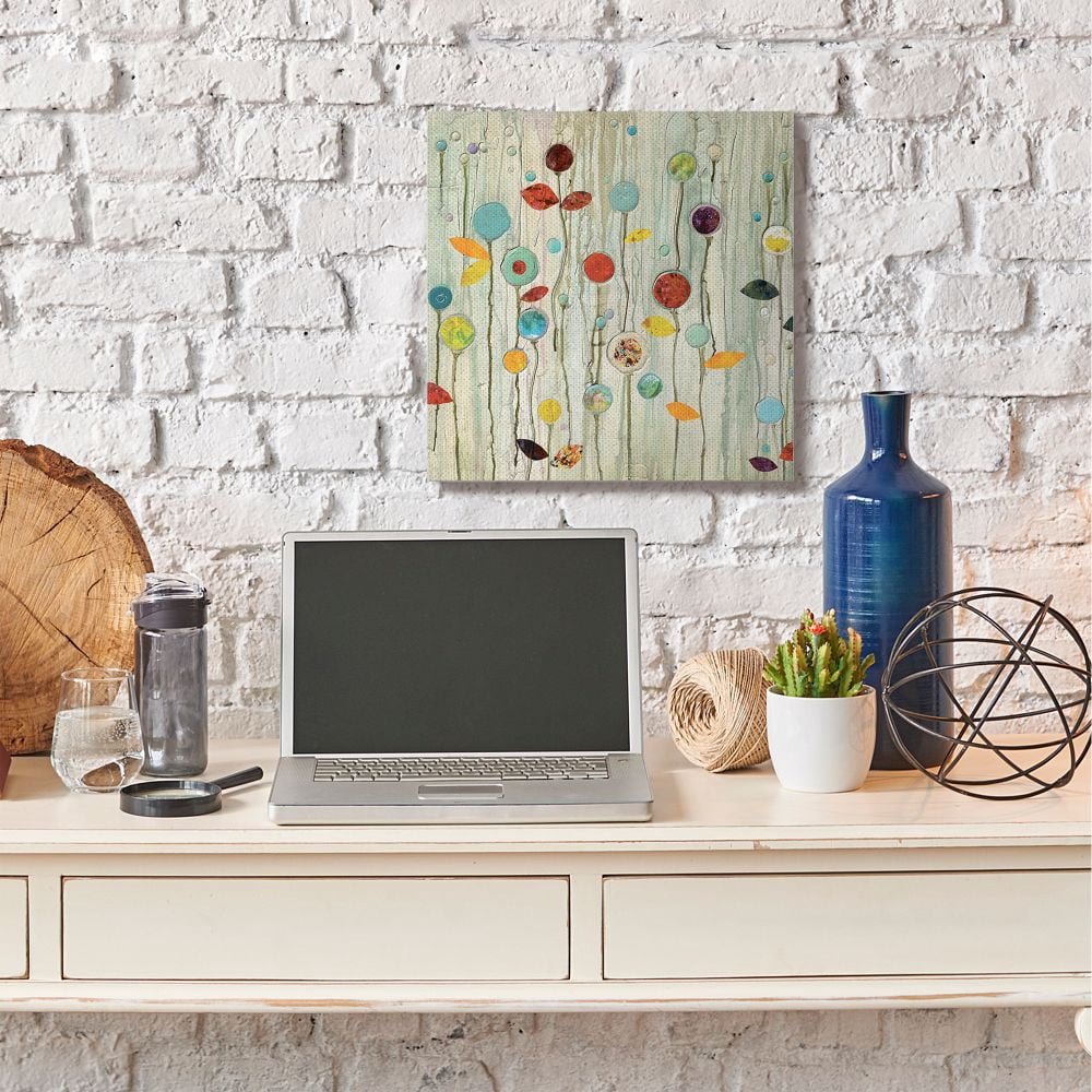 Stupell Industries Abstract Paint Drop Floral Scene Whimsical Collage Canvas Wall Art Design by Classic Collection, 24" x 24"