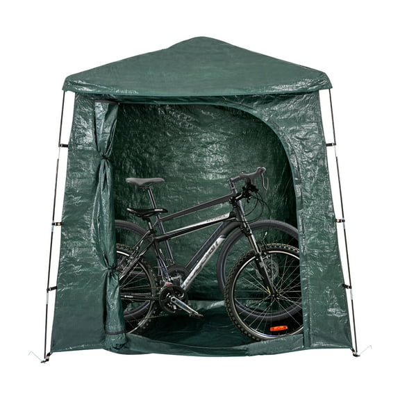 SRJUYK Foldable Waterproof Outdoor Bicycle Storage Tent Shed Kit for Garden, Heavy-Duty Portable Bike Shelter with Storage Bag, Green