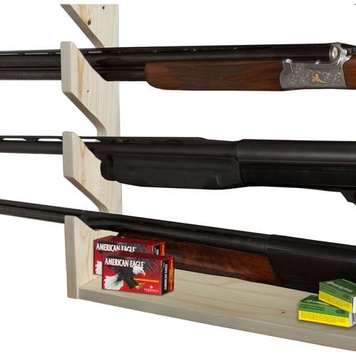 Rush Creek Creations Realtree Solid Pine 4 Gun Wall Rack with Hidden Hardware - Handcrafted - Durable