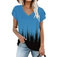 thumbnail image 3 of Summer Savings Clearance 2024! TAGOLD Womens Summer Tops,Women's Fashion Printed V Neck Short Sleeve T-shirt Blouse Loose Tops Blue D 4, 3 of 7