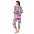 thumbnail image 3 of Layla Women's Sleepwear 2-Piece Knit Short Sleeve Top and Pant Pajama Set, Sizes XS-4X, 3 of 6