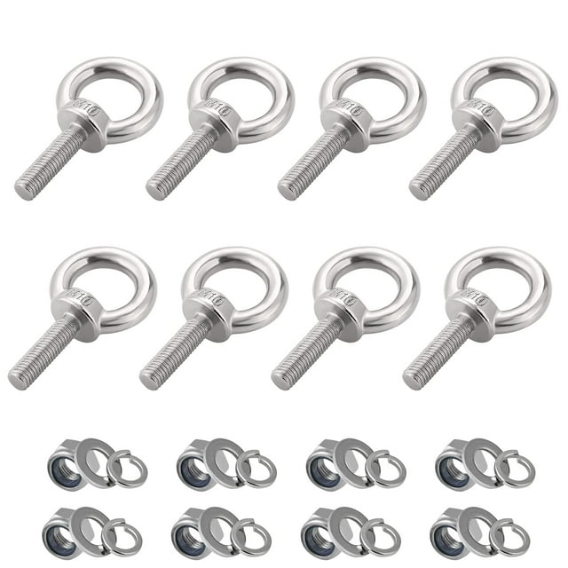 10 Pcs, Boulons à Œil avec Écrous, Boulons à Œil en Acier Inoxydable, Anneau de Levage d'Épaule de machine, Boulon à Vis Robuste, M10x35MM