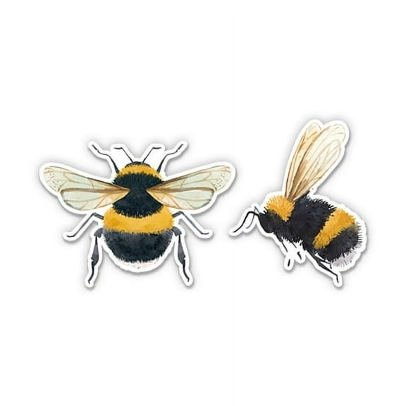 Bumblebees - 2" each Vinyl Stickers - For Car Laptop I-Pad Phone Helmet Hard Hat - Waterproof Decals