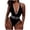 Black-1, variant on Women's Deep V Neck One Piece Swimsuit Halter Sleeveless Color Block Open Back Fashion Bathing Suit Monokini M