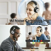 V5.3 Computer Bluetooth Headset with Microphone for PC, with Noise Cancelling Mic, USB Dongle, Charging Base & Mute Button for Work/Cell Phones/Computer/Call Center/Zoom