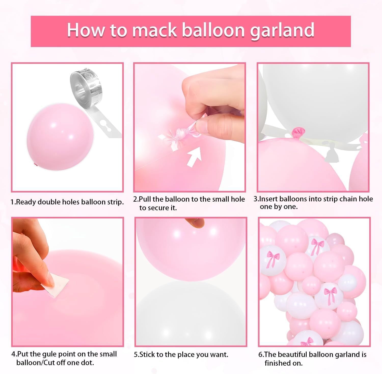 Merrystorm She's Tying The Knot Bridal Shower Decorations, Pink Bow Coquette Bachelorette Party Supplies Backdrop Banner Bow Balloon Garland Arch Kit for Women Bachelorette Bridal Shower