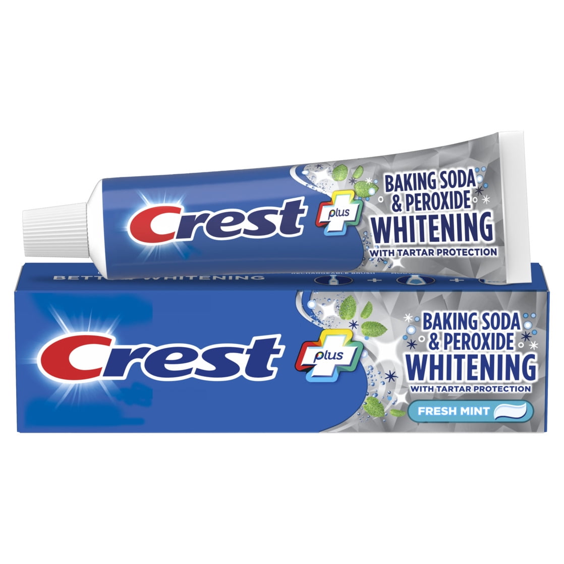 (12 pack) Crest Plus Baking Soda & Peroxide Whitening Toothpaste, Fresh Mint, 5.7 oz