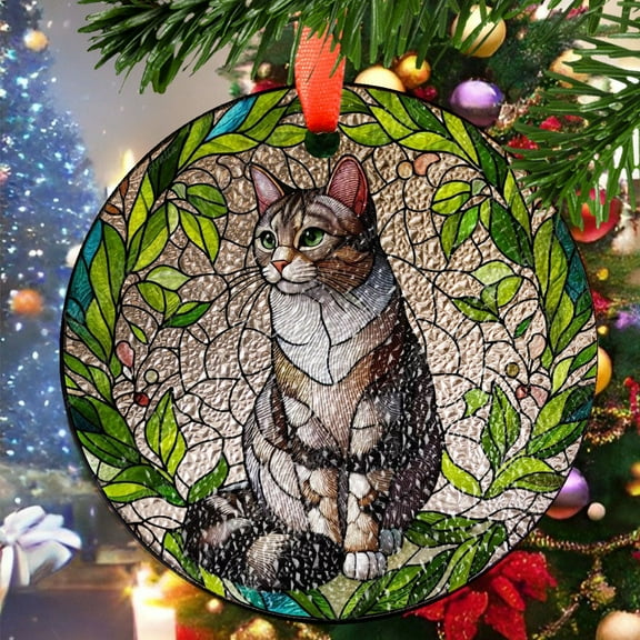 Tabby Cat1 Christmas Ornament, Ceramic/Acrylic Ornament, Special Keepsake for Mother, Valentine Ornament Gift, Seasonal Festival Keepsake, Collectible 2025