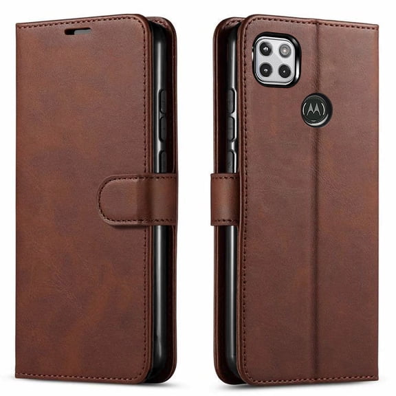 Motorola One 5G Ace Case, [Not fit for Motorola Moto One 5G/ Moto G 5G], Starshop Premium Leather Wallet Pocket Credit Card Slots-Brown