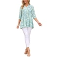 thumbnail image 2 of INSPIRE CHIC Women's 3/4 Sleeve Shirt Floral Print V Neck Tiered Ruffle Dressy Casual Beach Tunic Blouses L Beige, 2 of 5
