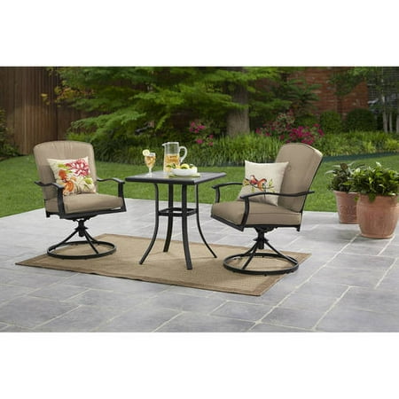 Mainstays Belden Park 3 Piece Swivel Bistro Set Seats 2