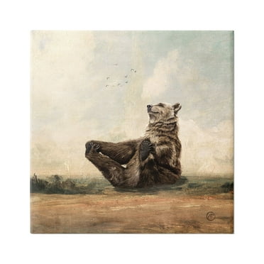 Stupell Industries Bear Holding Paws Staring Sunset Fun Animal Portrait,30 x 30, Design by Paula Belle Flores