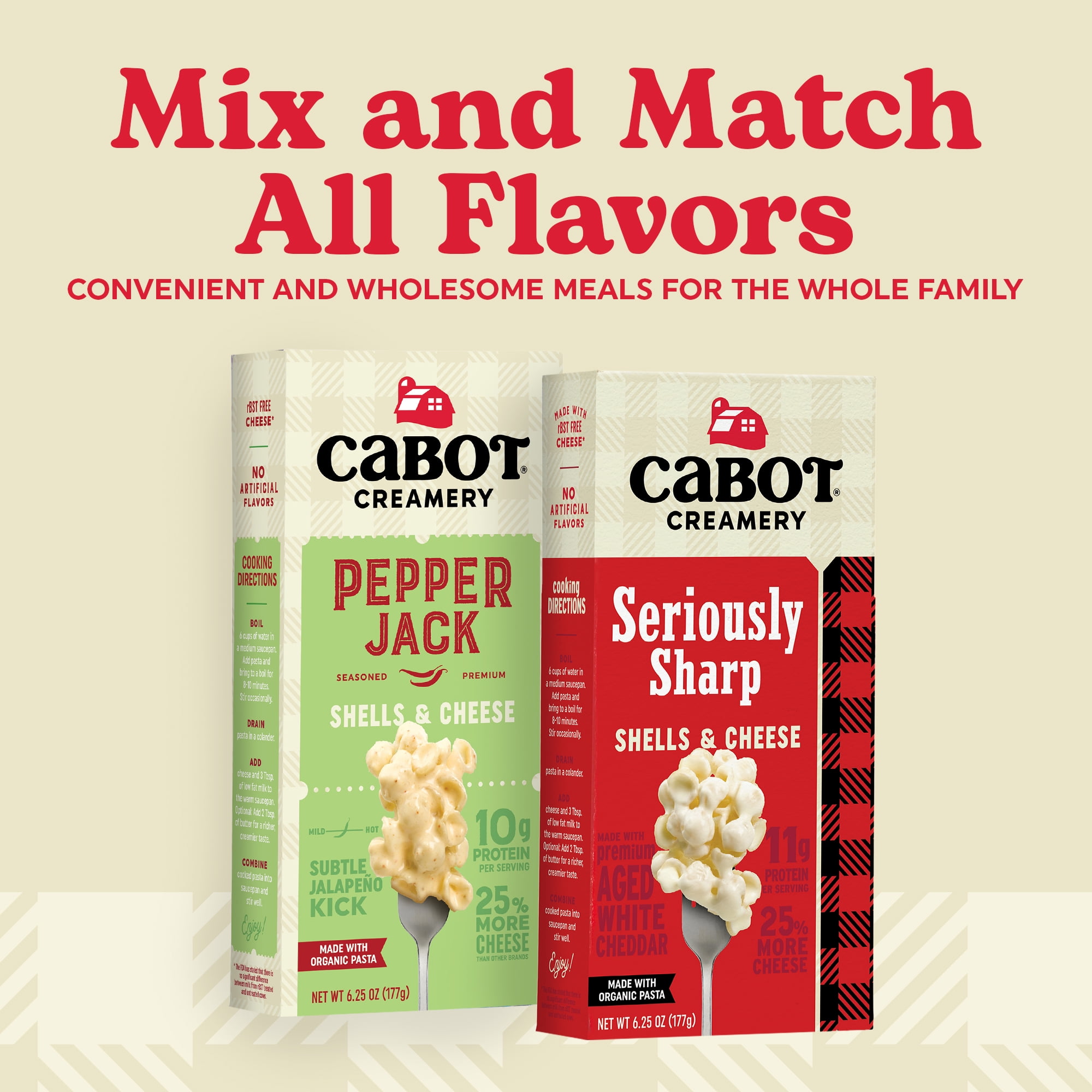 Cabot Pepper Jack Macaroni & Cheese Shells with Organic Pasta, 6.25 oz Box, Shelf-Stable