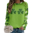 thumbnail image 4 of ASFGIMUJ Blouse For Women Suitable St Pa Day T Shirts Crewneck Green Sweatshirt Raglan Sleeve Shirt Pullover Tops Loose Fashion Dressy Tops,Size XXL, 4 of 5