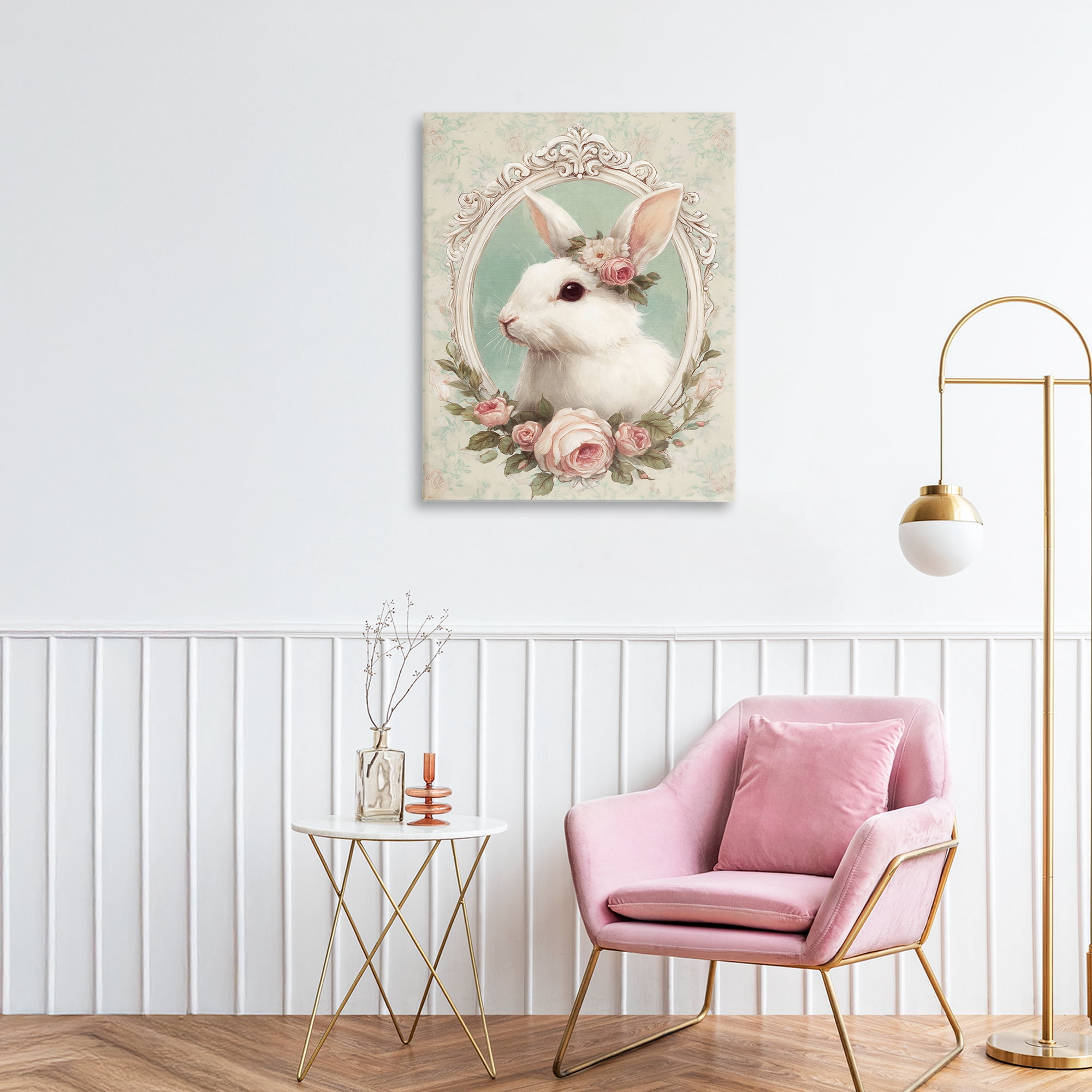 Stupell Industries Flower Fringed Bunny Portrait Canvas Wall Art, design by Ink Drop Loft