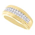thumbnail image 3 of 10K Yellow Gold Round Diamond Double Row Wedding Band 10mm Pave Ring 3/4 CT., 3 of 5