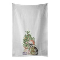 Carolines Treasures CK8185WTKT 28 x 19 in. Unisex French Bulldog Black No.2 Christmas Presents & Tree White Dish Towels Kitchen Towel - Set of 2