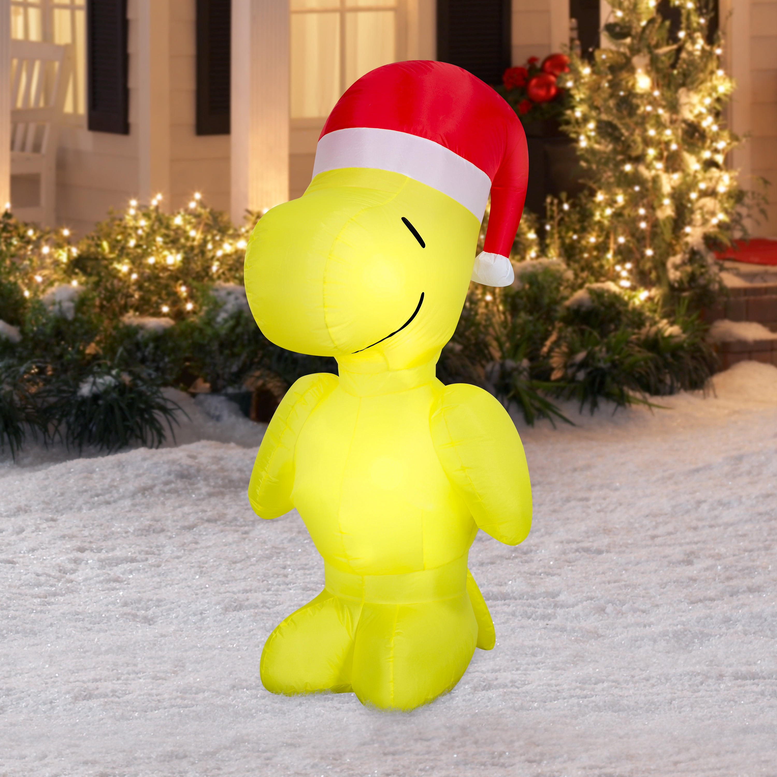 Airblown Christmas Yard Inflatable Light Woodstock in Santa Hat Peanuts, 4.5 ft