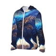 thumbnail image 2 of KLL Moonlit Blue Wolf Print Men's Women’s UPF 50+ Sun Protection Outdoor Hoodie Jacket Long Sleeve Fishing Hiking Performance Shirt-Medium, 2 of 6