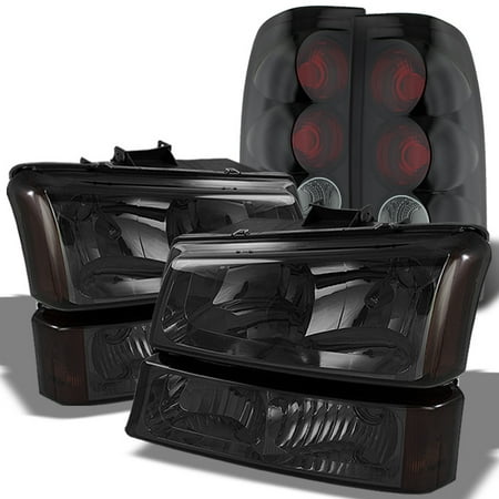 Chevy Trailblazer Tail Light Lamp - Fits Smoked 2003-06 Chevy Silverado Headlights + Bumper Signal +Tail Lights Pair