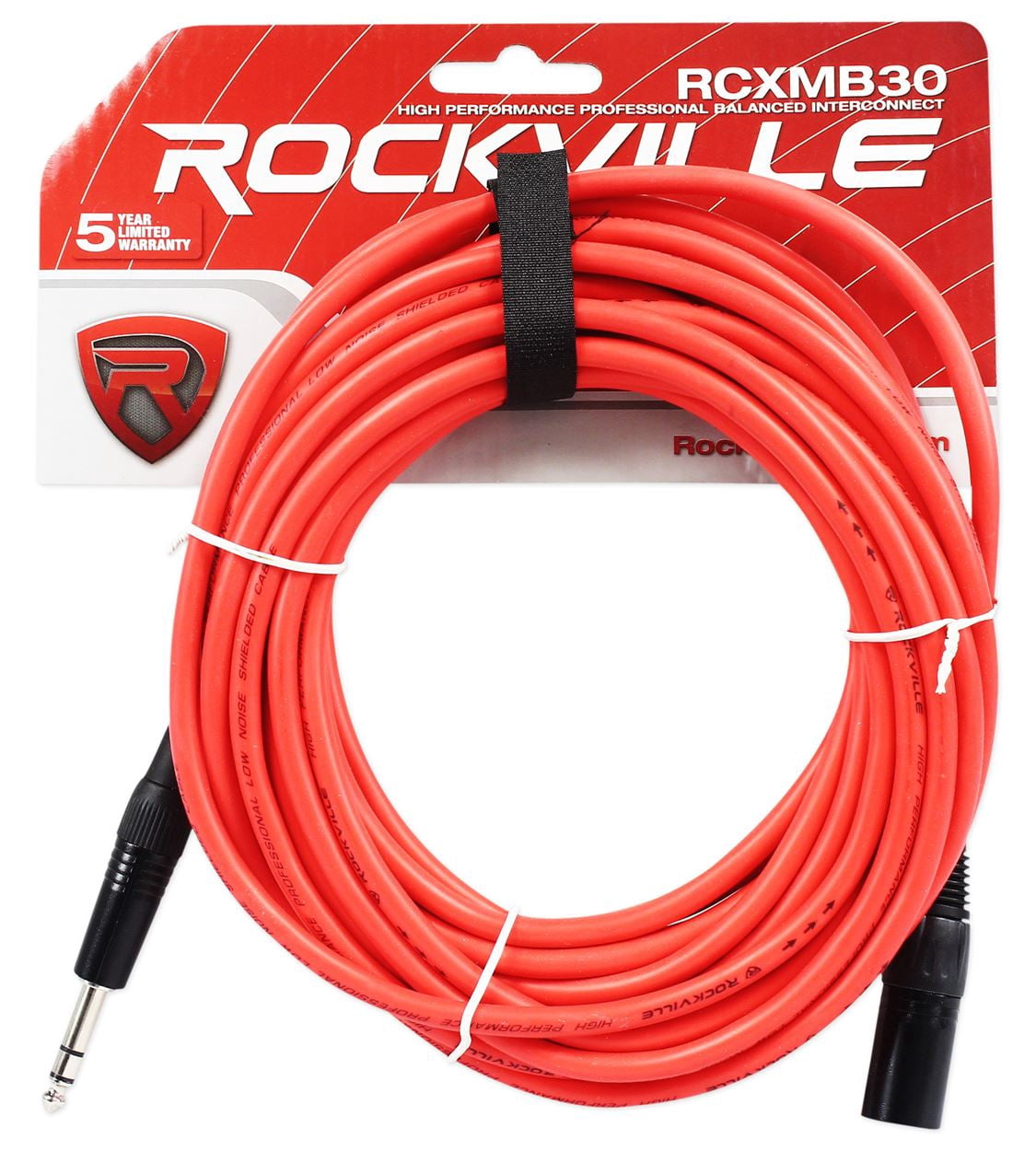 4 Rockville 30' Male REAN XLR to 1/4'' TRS Cable (2 Red and 2 Blue)