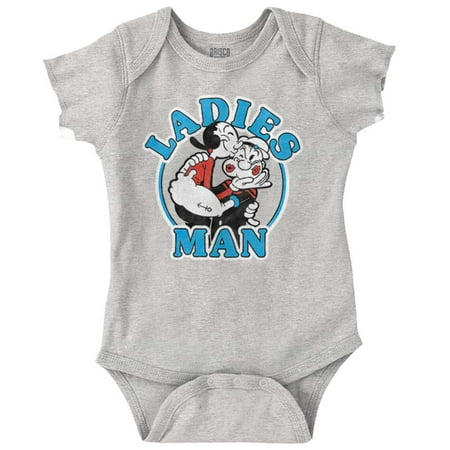 

Popeye and Olive Oyl Ladies Man Funny Bodysuit Jumper Boys Infant Baby Brisco Brands 6M
