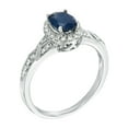 thumbnail image 3 of .90 Ct Oval Blue Sapphire Diamond Ring Sterling Silver (.25cttw, I-J, I2-I3) Sz, 3 of 9