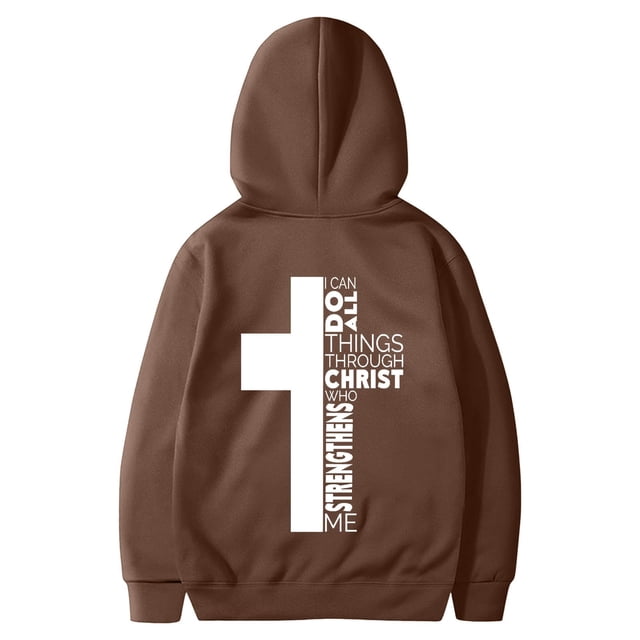 Sweat à Capuche à Manches Longues pour Homme, Couleur Unie, Imprimé au Dos