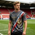 thumbnail image 3 of France 2026 Soccer Cup Fan Jersey for Men, Short Sleeve Crew Neck T-Shirt with Golden Rooster & Tricolor Graphic, Lightweight Breathable Athletic Top, 1 PC Gray L, 3 of 4