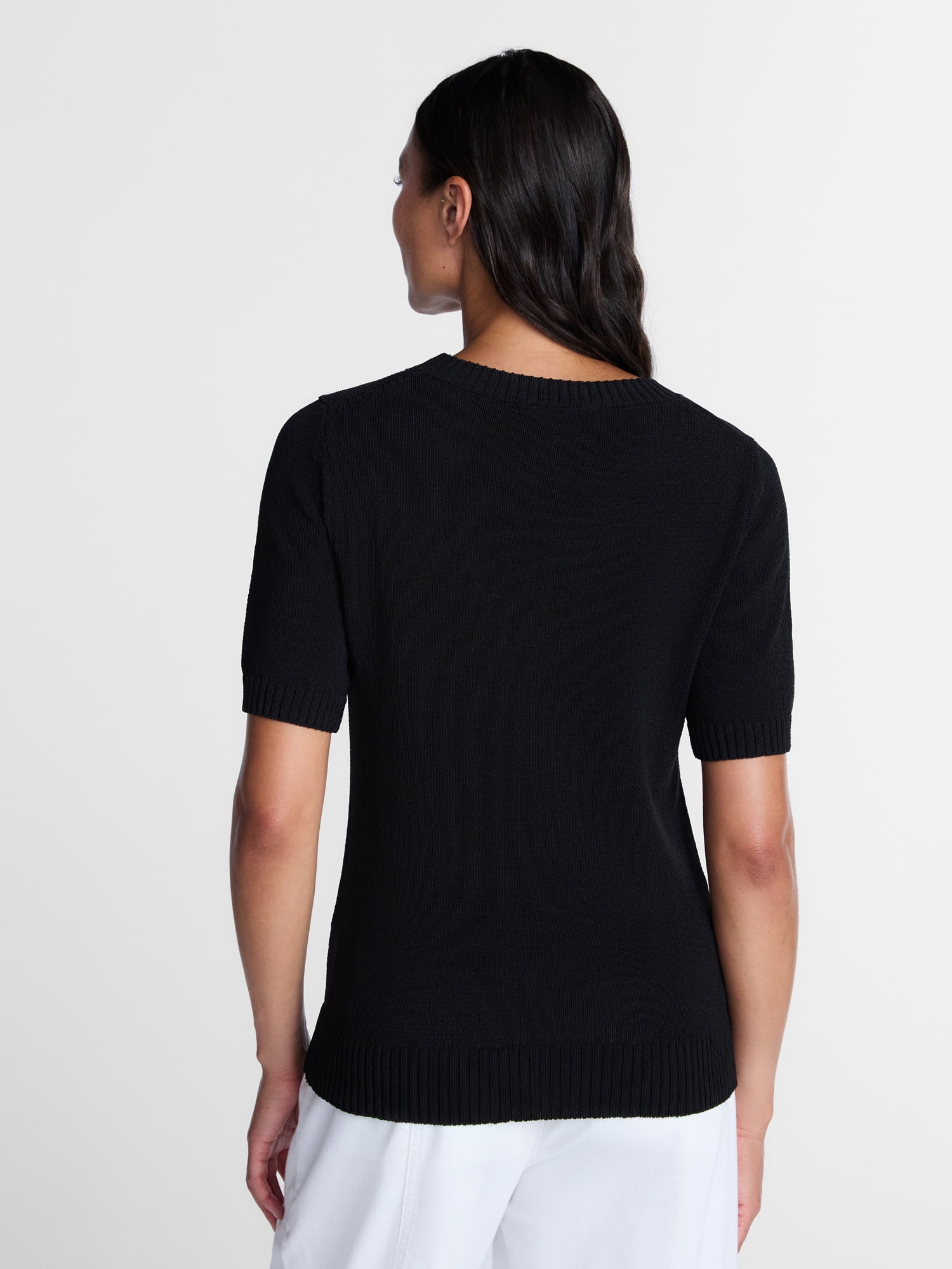 Time and Tru Women's Crewneck Sweater with Short Sleeves, Lightweight, Sizes XS-XXXL