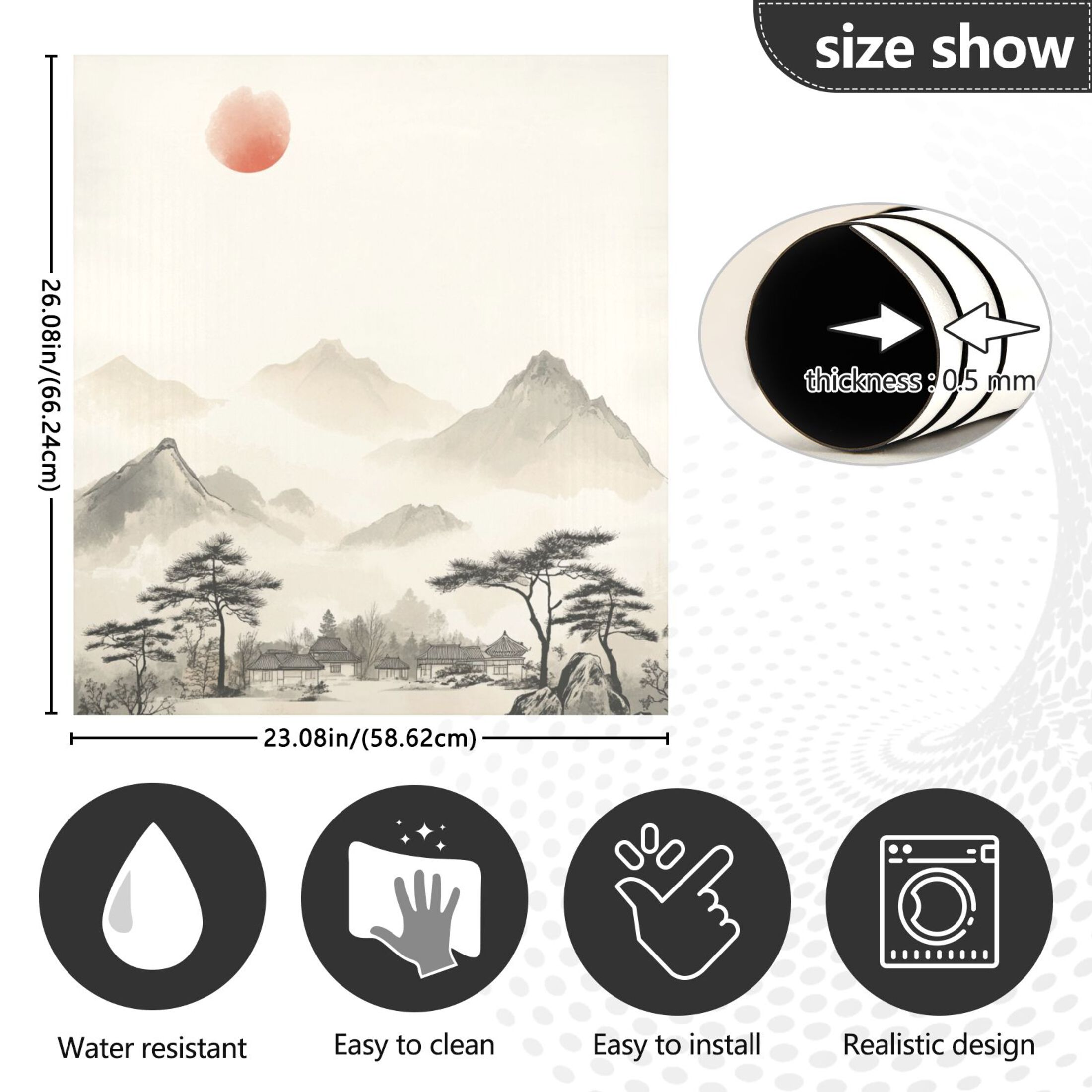 Dishwasher Magnetic Sticker 23x26 Inch Refrigerator Magnetic Sticker Washing Machine Magnetic Sticker Kitchen Panel Magnetic Sticker Home Decor Ink Wash Painting