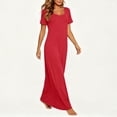 thumbnail image 5 of Summer Maxi Dresses for Womens 2026 Plus Size Fashion Casual Solid Color Comfortable Short Sleeve Round-Neck Dress, 5 of 8
