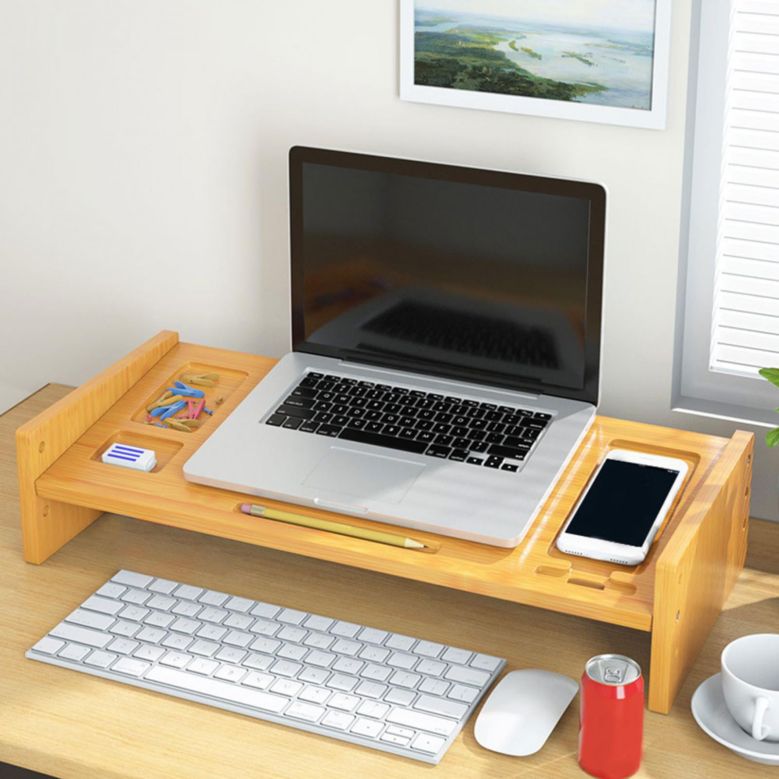 for Home Office Laptop Stand Germerse Bamboo Laptop Riser