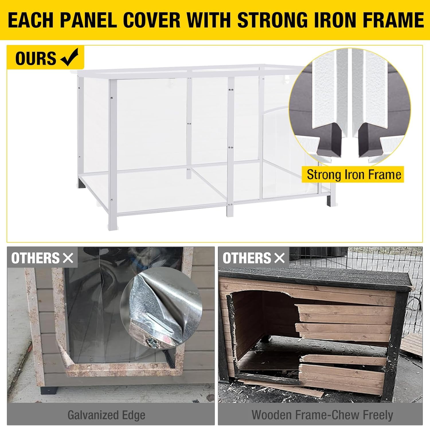Aivituvin Outdoor Dog House 59" Extra Large Insulated Dog Kennel with Insulation Liner for Winter,All-Around Iron Frame