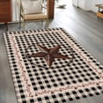 thumbnail image 3 of Farm Plaid Large Area Rugs for Bedroom Living Room, Soft Non Slip Carpet Bedside Rug, West Texas Star Rustic Farmhouse Black Brown Rectangle Floor Cover Kitchen Accent Rug 4'x6' for Office, 3 of 9