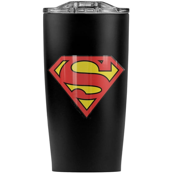 Superman Classic Logo Shield Stainless Steel 20 oz Travel Tumbler, Vacuum Insulated & Double Wall with Leakproof Sliding Lid | Great for Coffee/Hot Drinks and Cold Beverages
