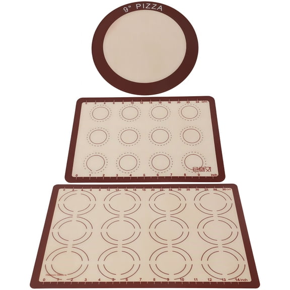 3 Pieces Food Grade Silicone Baking Mats Heat Resistant Non-Stick Surface