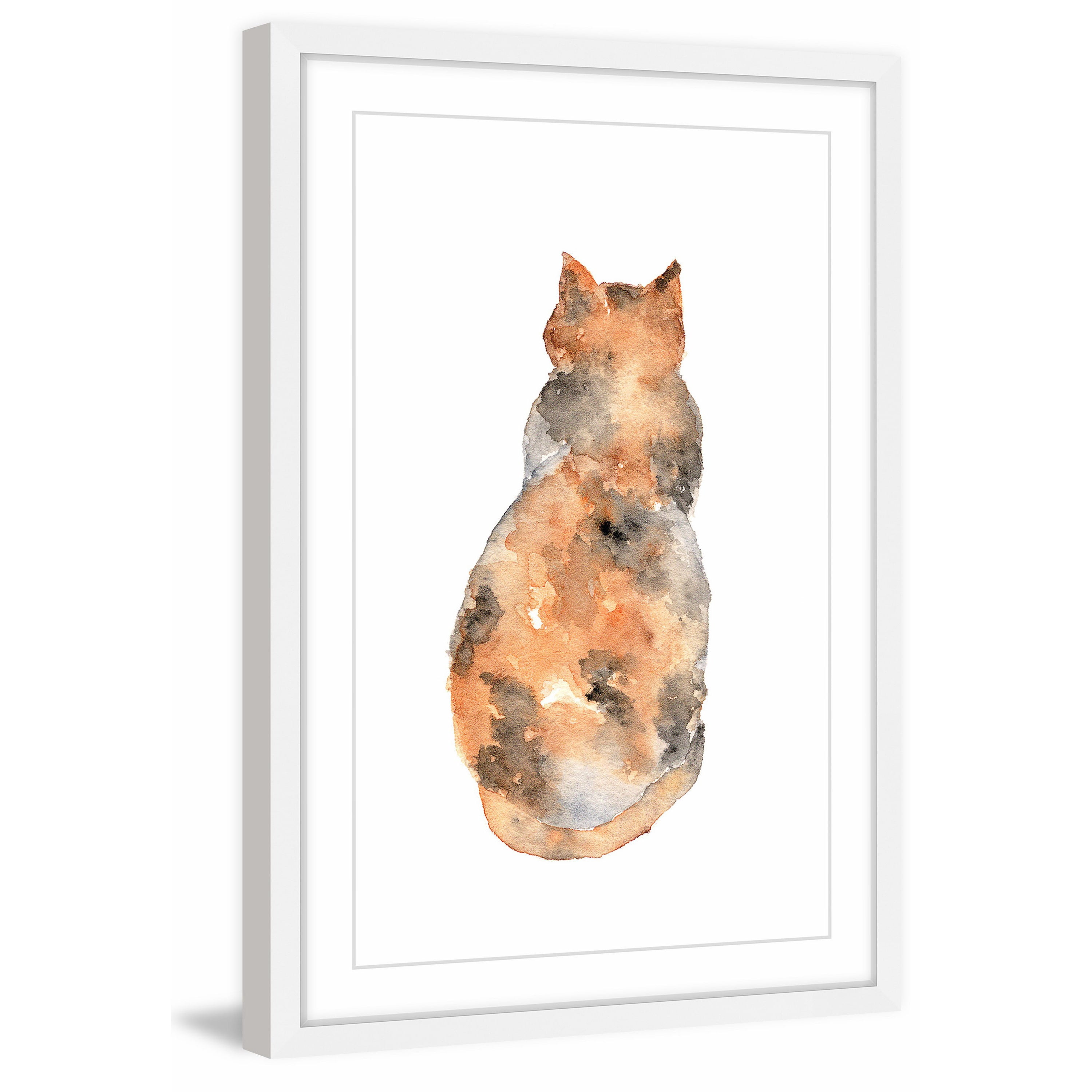 Marmont Hill "Calico Cat" by Thimble Sparrow Framed Painting Print
