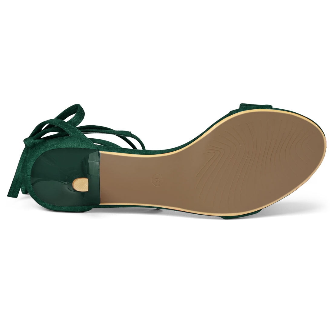 DARING DIVA Women's Casual Stylish Lace Up Black Sandals with Kitten Heel Green 7.5