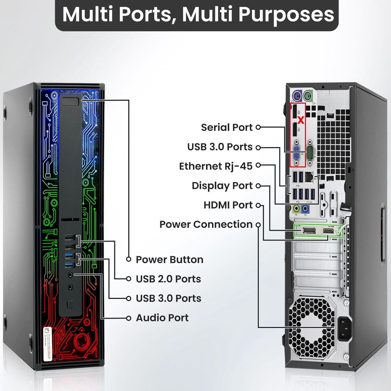 Restored HP G2 RGB Gaming Desktop Computer PC Intel i7 6th Gen. NVIDIA GeForce GT 1030 DDR5, 16GB Ram, 512GB SSD, 22 inch Monitor, Gaming Keyboard Mouse, Speaker, WiFi, Windows 11 Pro (Refurbished)