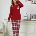 thumbnail image 3 of MecTo Women Pajamas Sets, Lady Paid Pants Long-Sleeved PJ, Red, 2 piece, Size XL, 3 of 10